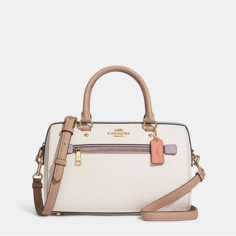 COACH Leather Bag Rowan Satchel Bag In Colorblock